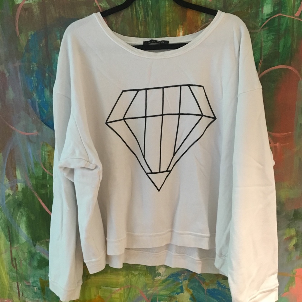 Wild fox white diamond sweatshirt